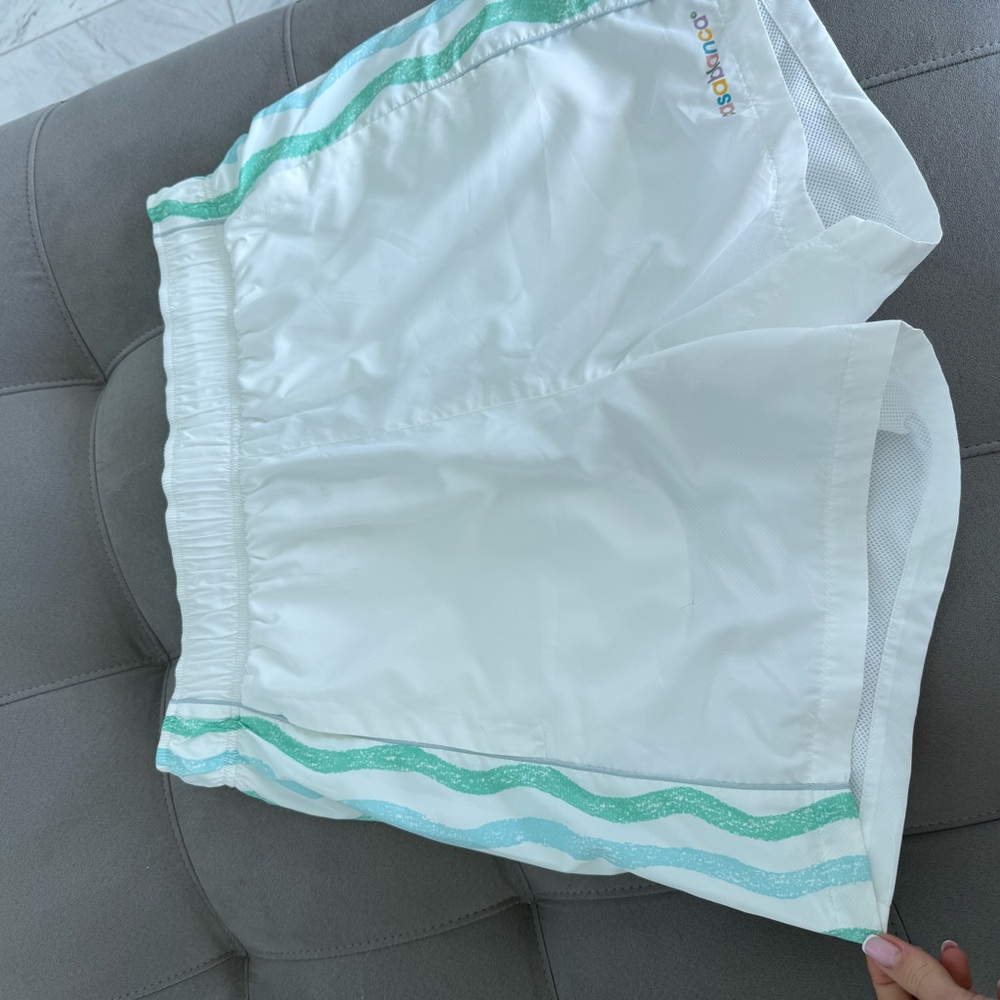 Stylish White and Green Athletic Men's Shorts